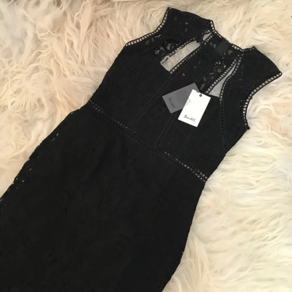 Bardot Splice Panel Lace Cocktail Dress 1619 - Picture 3 of 8